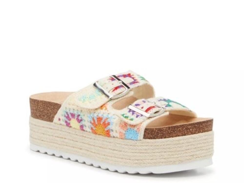 Dirty Laundry Sz 8.5 Pretends Crochet Granny Square Platform Espadrille Sandals